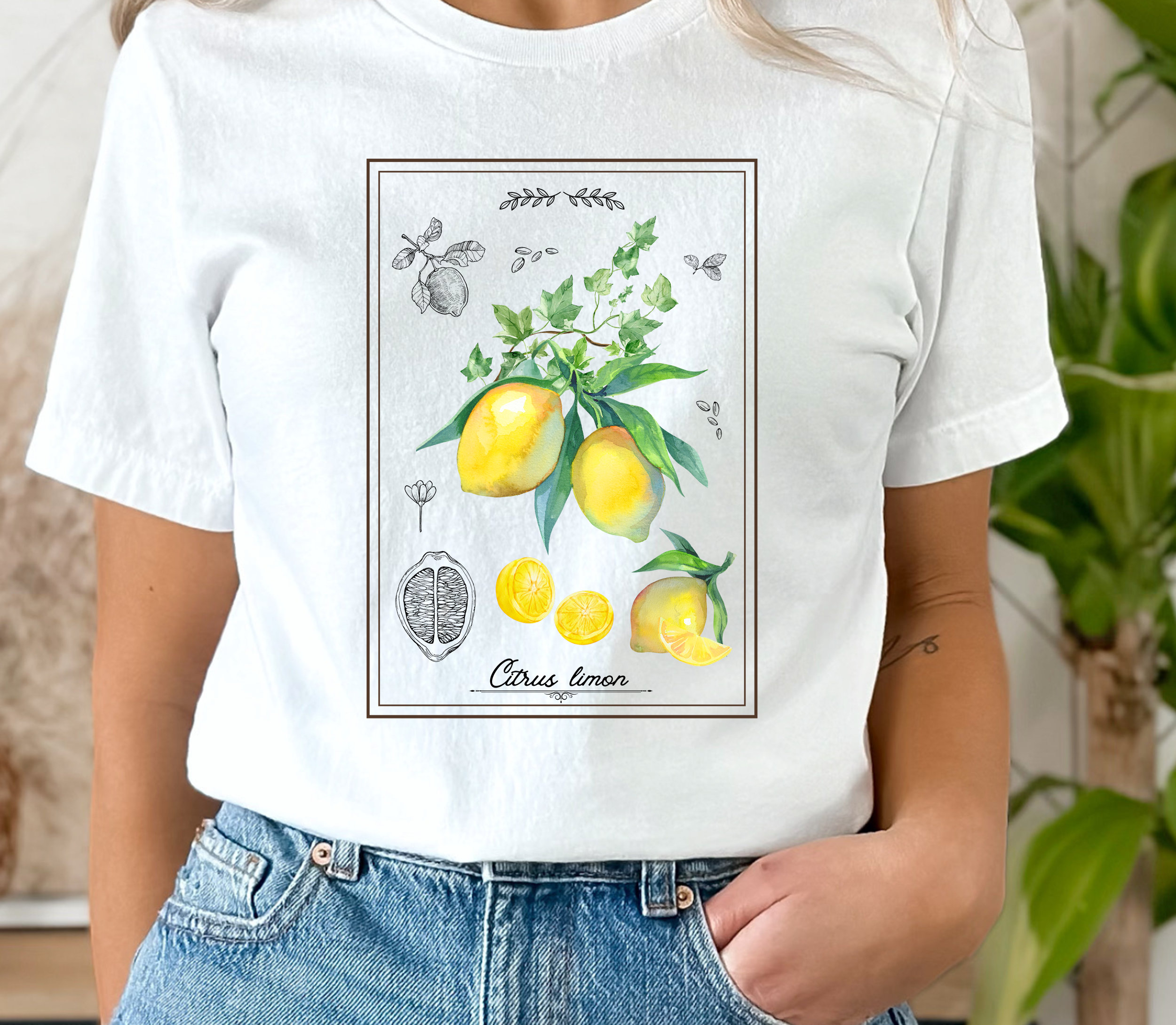 Vintage Lemon T-shirt | Botanical Citrus Shirt | Lemon Graphic Tee