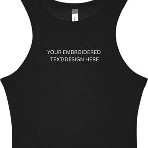 Custom Embroidered Tank Top, Ribbed Racer, Y2k Clothing, Crop Top, Summer Wear