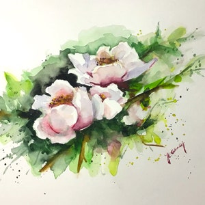 Original watercolor flowers flowers pinkflowers nature pink bouquet