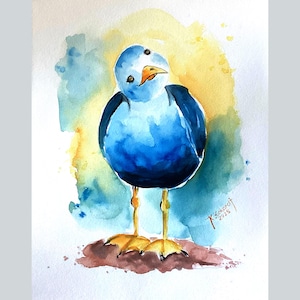Original Watercolor Bird No.2 Seagull seagull bird maritime sea Baltic Sea North Sea gift seagull bird handmade gift ocean