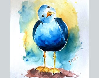 Original Watercolor Bird No.2 Seagull seagull bird maritime sea Baltic Sea North Sea gift seagull bird handmade gift ocean