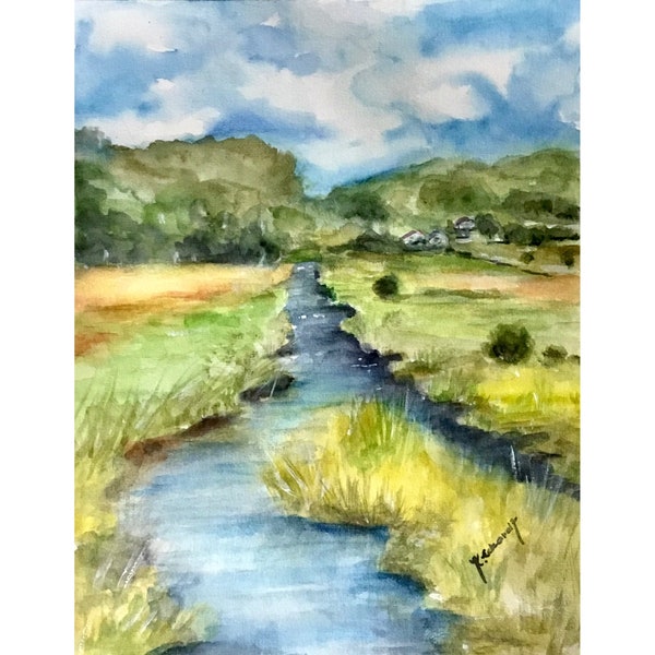 Original Aquarell Landschaft