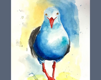 Original Aquarell Vogel Nr.4 Seemöwe seagull bird maritim sea Ostsee Nordsee Ozean Geschenk Dekoration