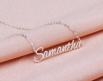 925 Sterling Silver Name Necklace, Personalized Necklace for Women, Custom 18k Gold Plated Name Necklace, Personalised Jewelry, Gift for Her
