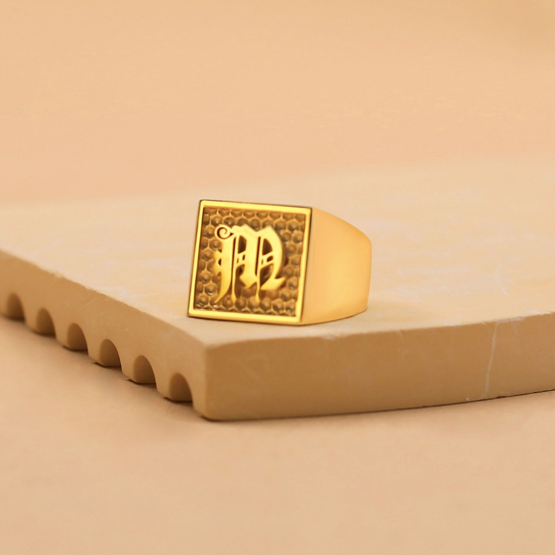 Custom Initial Rings Gold Rings Gothic Rings for Etsy