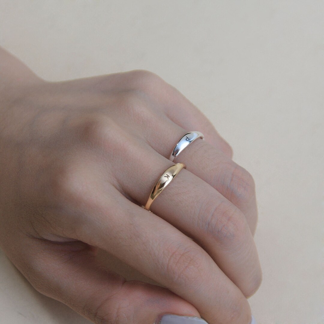 Personalized Initial Ring Engraved Letter Ring Custom Etsy UK