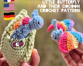 Little CATERPILLAR, Little BUTTERFLY and their cocoon crochet PATTERN
