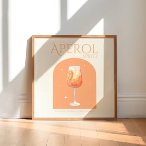 Aperol Spritz Cocktail Quadratischer Druck • Cocktail Poster • Barwagen Wandkunst • Trendige Küche • Cocktailbar Kunstdruck