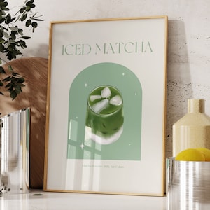 Wydruk z mrożoną matchą • Plakat z matchą • Wydruk ścienny Coffee Nook • Wydruk w modnej kuchni • Wydruk w kawiarni • Wydruk w kawiarni