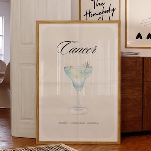 Krebs Print Sofortiger digitaler Download Poster, Krebs Cocktail Drink Poster, Krebs Sternzeichen Wandkunst, Sternzeichen Poster, Sternzeichen Druck