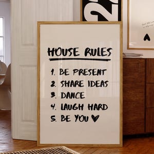 House Rules Poster Print • Home Quote Wall Art • House Rules List Wall Art • Trendy Quote Print • Quote Wall Art Print