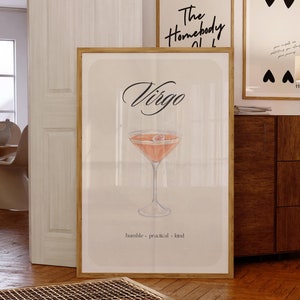 Virgo Print Instant Digital Download Poster, Virgo Cocktail Drink Poster, Virgo Zodiac Wall Art, Zodiac Poster, Star Sign Print