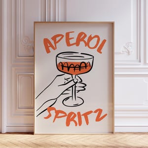 Aperol Spritz Cocktail Print •  Cocktail Poster •  Bar Cart Wall Art Print •  Trendy Kitchen Print  • Cocktail Bar Cart Print