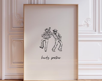 Howdy Partner Cowboy Poster Print Vintage Cowboy Wall Art Retro Cowgirl Prints Trendy Wall Art  Western Wall Art Howdy Print