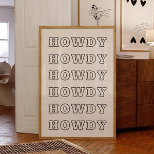 Howdy Poster Print Vintage Cowboy Wall Art Retro Cowgirl Prints Trendy Wall Art Western Wall Art Howdy Print