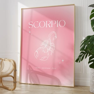 Scorpio Print Instant Digital Download Poster, Gradient Scorpio Poster, Scorpio Zodiac Wall Art, Zodiac Poster, Star Sign Print