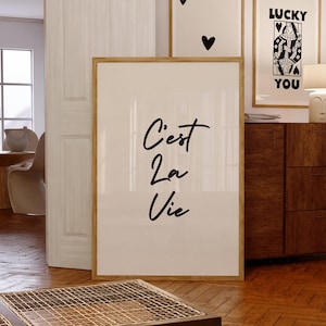 C&#39;est La Vie, French Art Print Trendy Wall Art Prints , Trendy Printable Art Living Room Decor Digital Download, French Wall Art