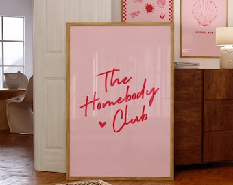 The Homebody Club Pink Red Print Trendy Wall Art Neutral Wall Decor Trendy Printable Art Living Room Decor Bar Cart Art Digital Prints