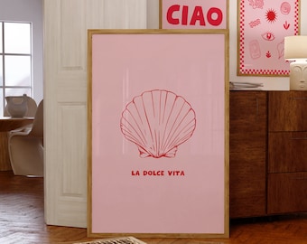 La Dolce Vita Pink Print Poster Italian Quote Poster, Italian Saying Printable Art Digital Download
