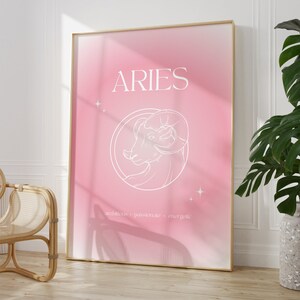 Aries Print Instant Digital Download Poster, Gradient Aries Poster, Aries Zodiac Wall Art, Zodiac Poster, Star Sign Print