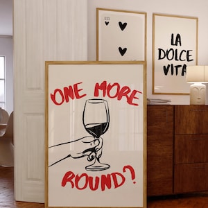 One More Round Wall Art, One More Round Drink Poster,  One More Round Cocktail Wall Art, Bar Cart Wall Art Print, Retro Wall Art