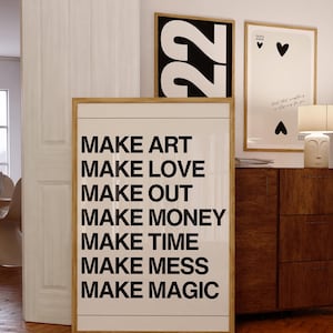 Make Art, Make Love Poster Print • Home Quote Wall Art • Make It Happen List Wall Art • Trendy Quote Print • Quote Wall Art Print