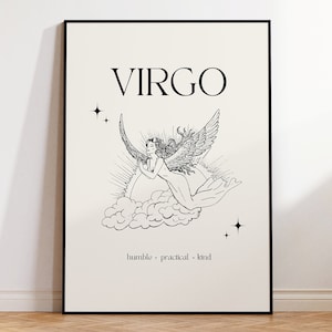Virgo Print Instant Digital Download Poster, Minimalist Virgo Poster, Virgo Zodiac Wall Art, Zodiac Poster, Star Sign Print