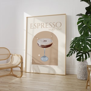 Espresso Martini Cocktail Print •  Cocktail Poster •  Bar Cart Wall Art Print •  Trendy Kitchen Print  • Cocktail Bar Cart Print