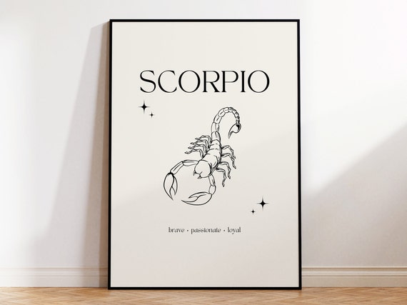 Scorpio Print Instant Digital Download Poster, Minimalist Scorpio Poster, Scorpio Zodiac Wall Art, Zodiac Poster, Star Sign Print
