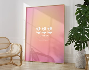 Angel Number 222 Poster Instant Digital Download Poster, Aura Poster, Angel Number Poster, Angel Number Wall Art Print, Gradient Aura