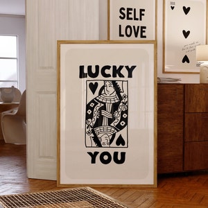 Cartaz de Lucky You para impressão, download digital instantâneo, cartaz de carta de baralho