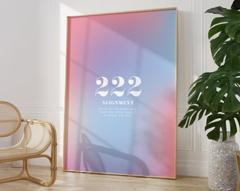 Angel Number 222 Poster Instant Digital Download Poster, Aura Poster, Angel Number Poster, Angel Number Wall Art Print, Gradient Aura