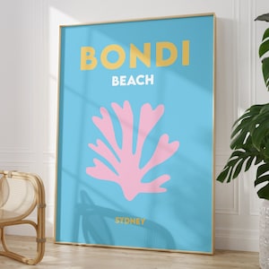 Bondi Beach Print Poster Sofortiger digitaler Download, minimalistisches Poster, Australian Beach Poster, bunte Reise-Druck, Strand-Druck
