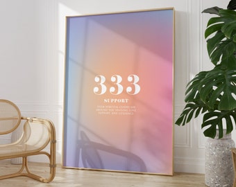 Angel Number 333 Poster Instant Digital Download Poster, Aura Poster, Angel Number Poster, Angel Number Wall Art Print, Gradient Aura