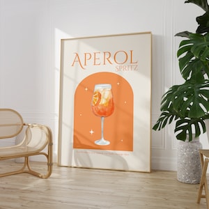 Aperol Spritz Cocktail Druck • Cocktail Poster • Bar Cart Wand Kunst • Trendy Kitchen • Cocktail Bar Cart Druck