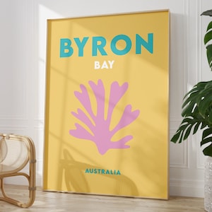 Byron Bay Print Download digital instantâneo, pôster minimalista, pôster de praia australiano, impressão de viagem em cores brilhantes, impressão de praia