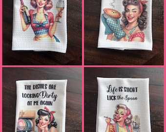 Retro Pinup girl Kitchen Towel