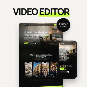 Video Editor Website Template for Framer, Videographer Portfolio, Content Creator Editing Services Site, YouTube Reels Editor, No Code