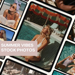 Zomerse foto's met AI-aangedreven vibes, zonnige zomeresthetiek, strand- en vakantiefoto's, warme mockups, creatieve content