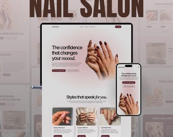 Nail Salon Website Template – Professional Minimalist Design for Beauty Entrepreneurs Editable, Modern & Perfect for Nail Technicians