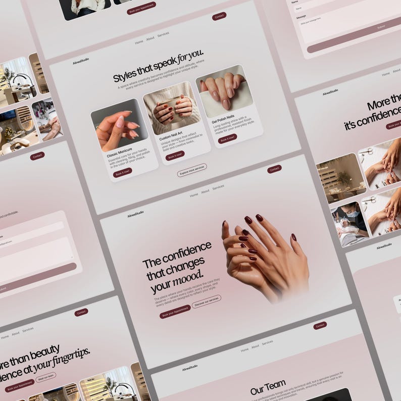 Nail Salon Website Template Professional Minimalist Design for Beauty
