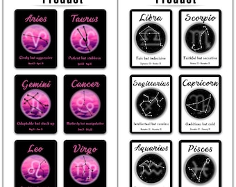 All Zodiac Sings Bundle / Zodiac Wall Print / Astrology Signs / Decoración del hogar / Zodiac Printables / Ideas de regalo / Descarga digital