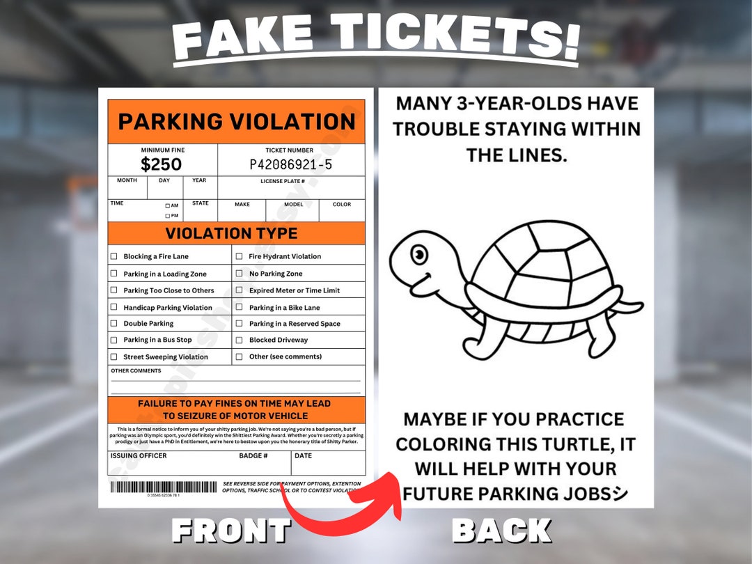 25 Fake Parking Tickets Prank Joke Funny Pretend Police Cop Gag Violation Fun