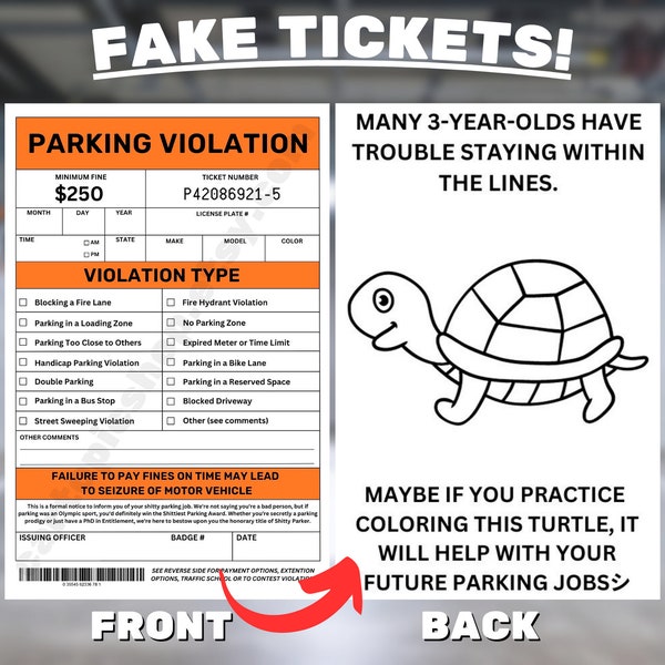 FAKE Parking Ticket Prank | Gag Ticket Violation | Fake Realistic Tickets | Parking Ticket | Color in Animal (Two in One)