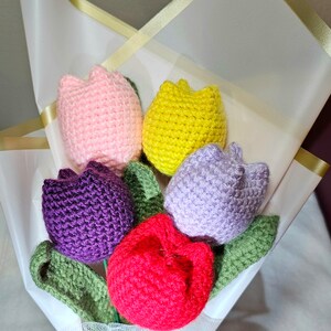 Crochet Tulips bouquet,Handmade Tulip flowers,Crochet Tulip Flowers Crochet Flower,Forever Flower,Valentine&#39;s Day,Mother&#39;s Day, Flower gifts