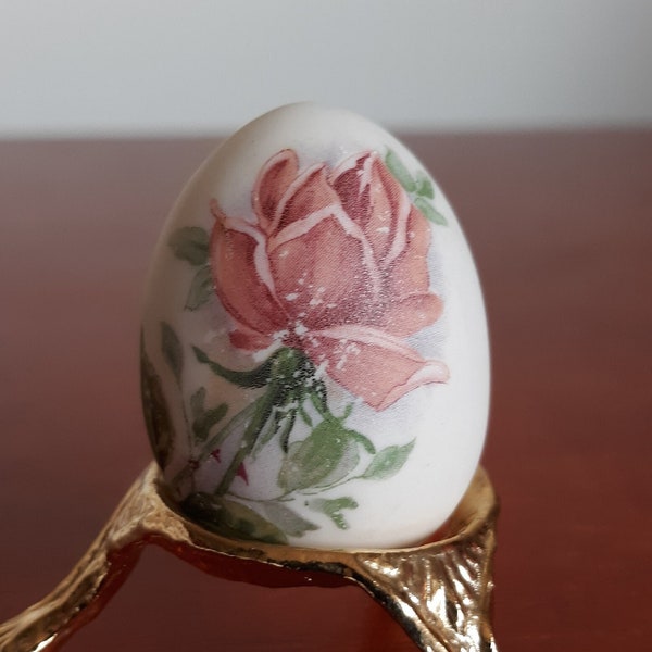 Vintage Porcelain Egg, Ceramic, Easter, Floral