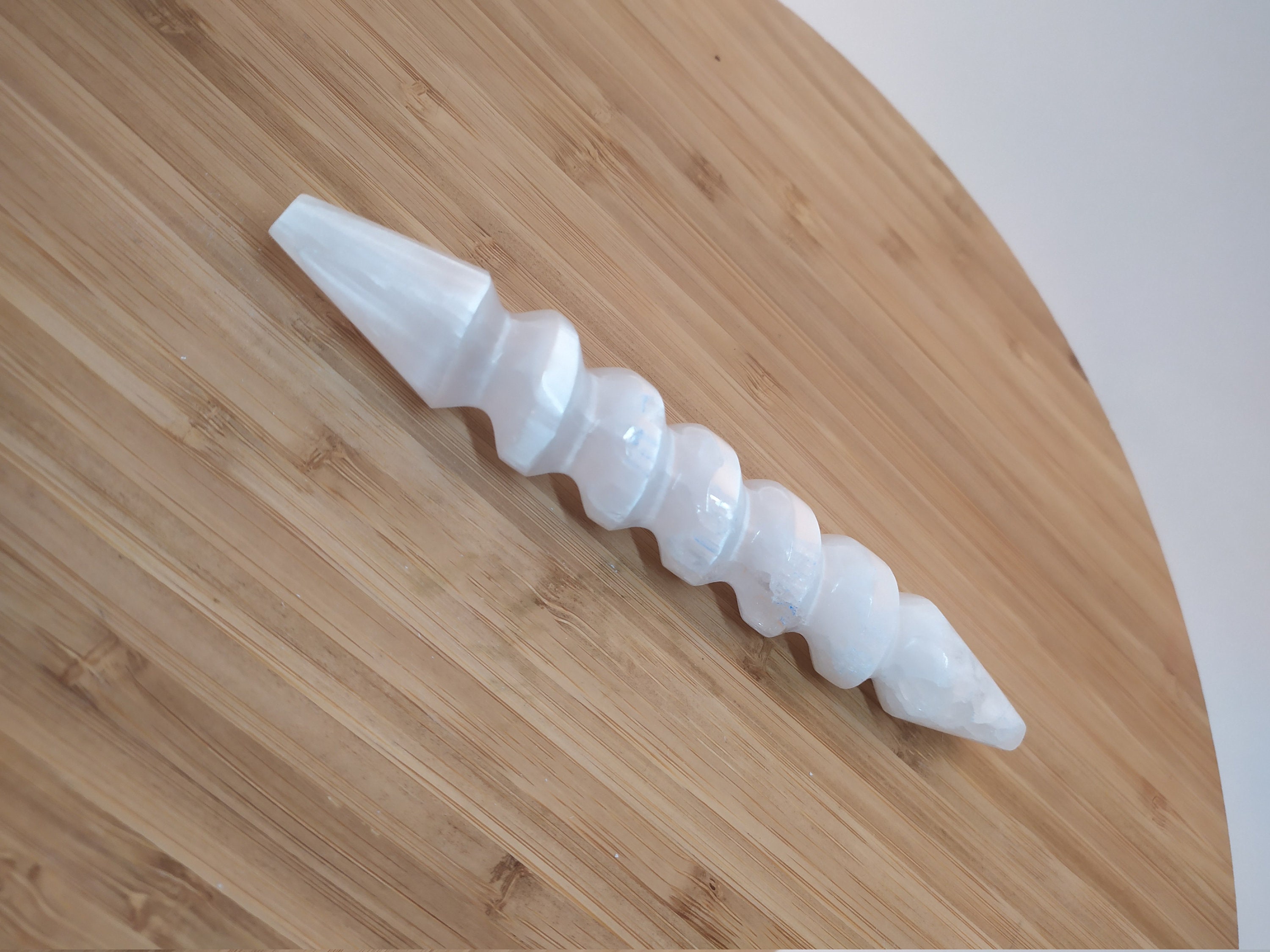 Sélénite Double Pointe Bâton de Massage en Pierre Naturelle- Nettoyage Aura - Purification Clairvoya