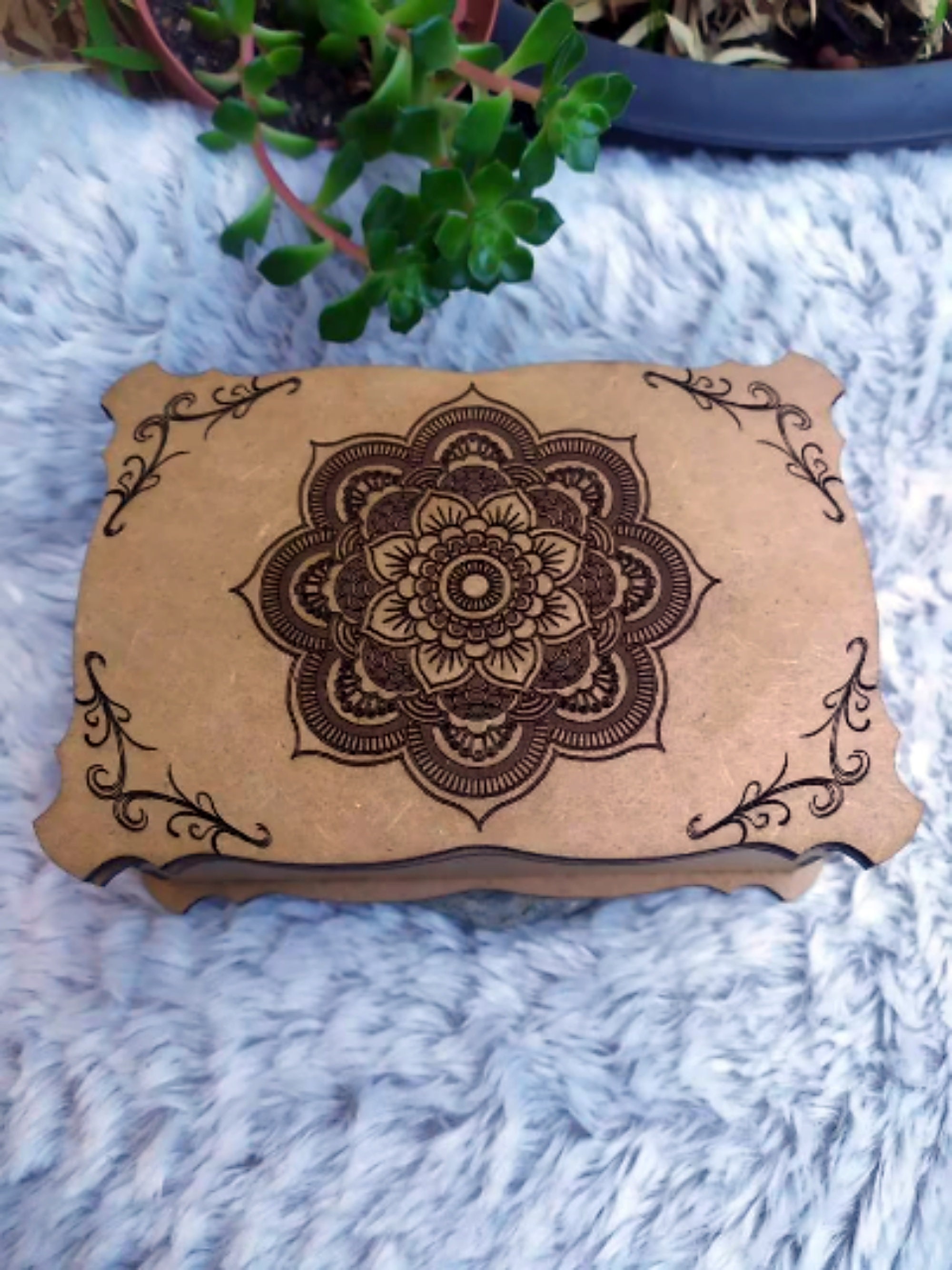 Boite Mandala 8 Pétales Déco Bijoux Rangement