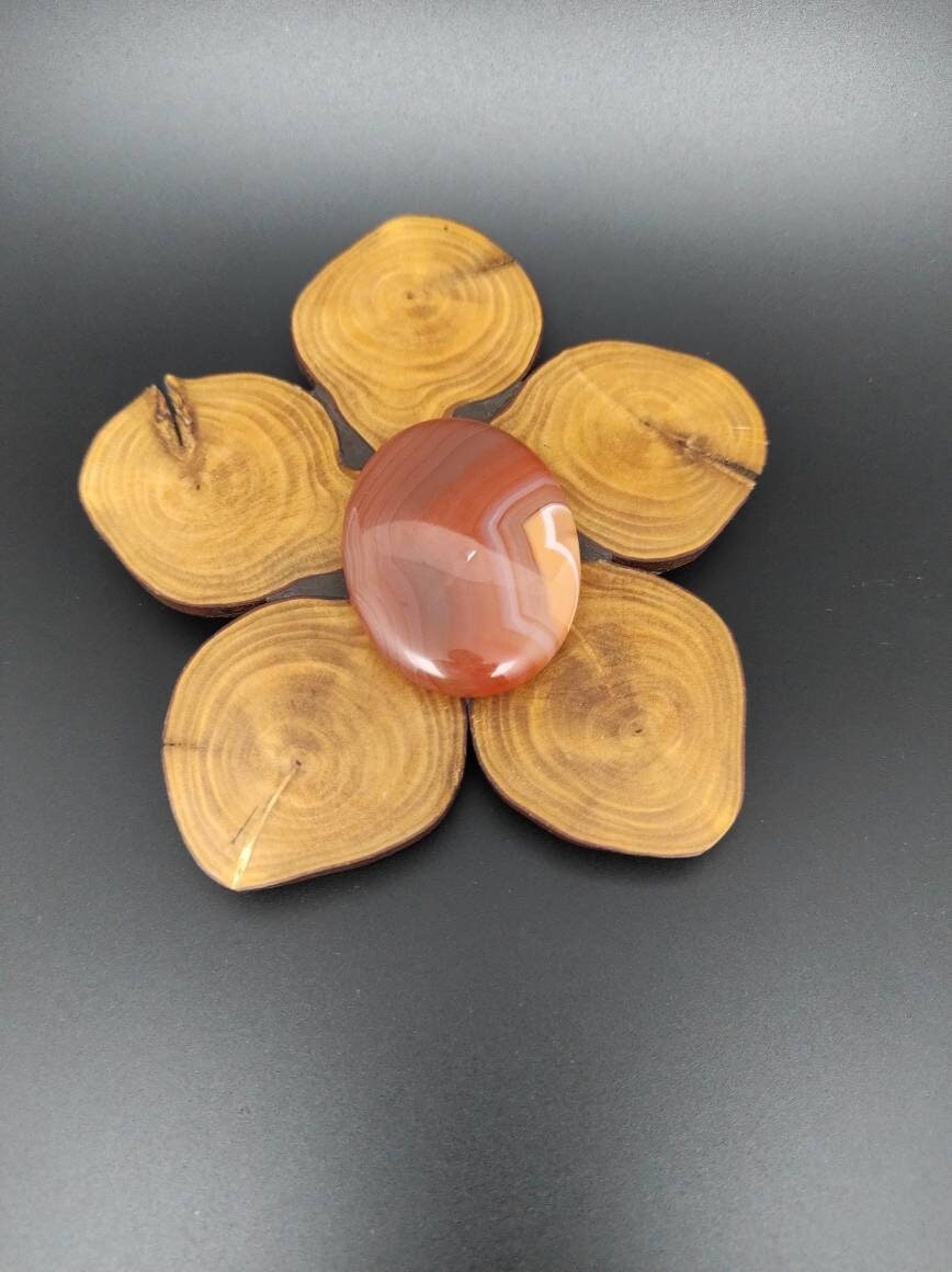 Galet en Cornaline, Pierre Naturelle. Pierre Plate Orange.