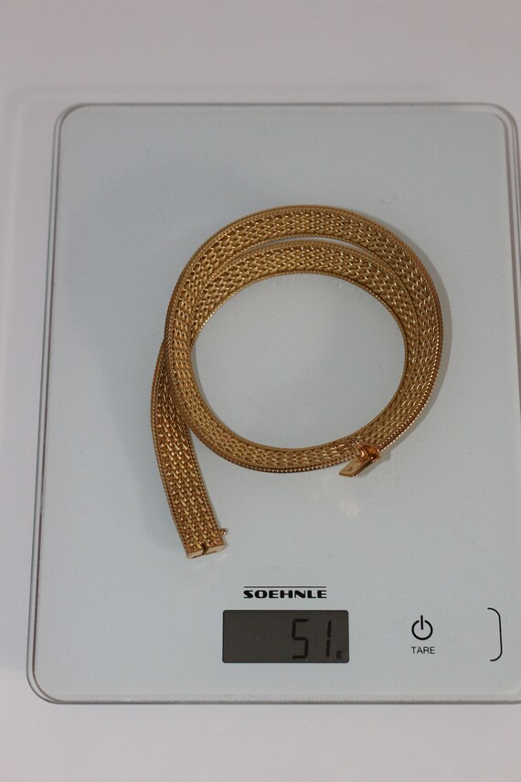 Yellow Gold Choker Necklace Polish Mesh - image 3